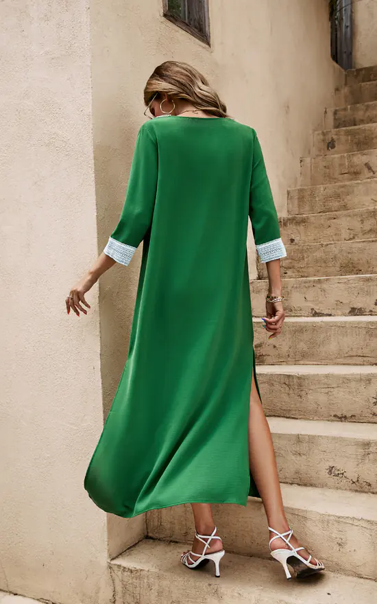 Cheapest π₯° FS Collection White Lace Detail Tunic Maxi π Dress In Green π 5 Cheapest π₯° FS Collection White Lace Detail Tunic Maxi π Dress In Green π - Image 3