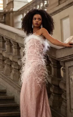 New 💯 Anne Louise Boutique Rosa Feather Gown 🎁