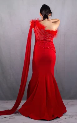 Promo 🤩 Lucky Miami Luxury Feather And Beads Embellished Front Split 👗 Dress 🛒 -Alie Street Shop IMG 5450