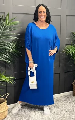 Wholesale 👏 La De Da Boutique Batwing Maxi 👗 Dress In Royal Blue 🎉