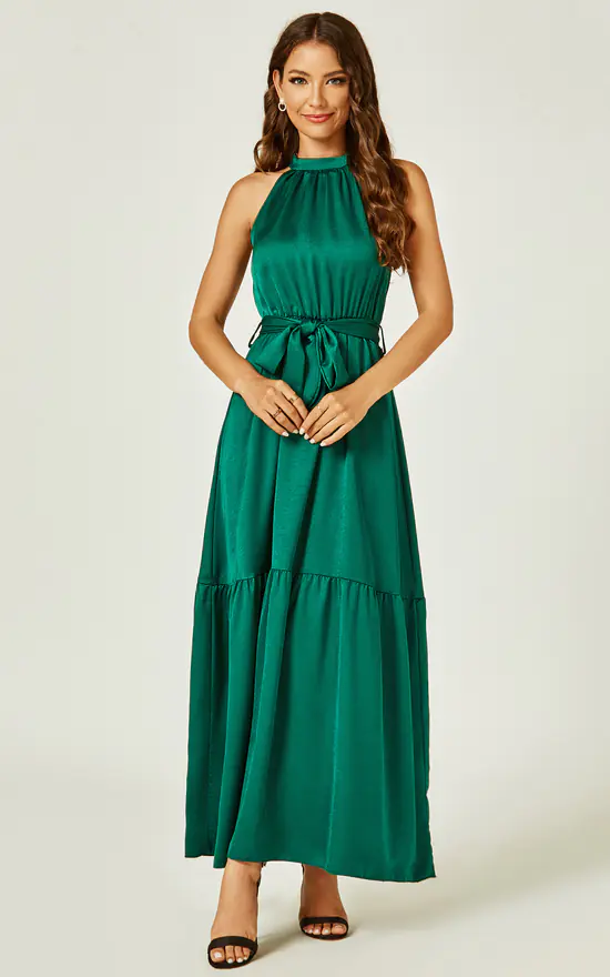 Cheapest β€οΈ FS Collection Halter Neck Occasion Maxi Layer π Dress In Green π€© 3 Cheapest β€οΈ FS Collection Halter Neck Occasion Maxi Layer π Dress In Green π€©