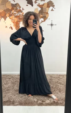 Best Sale π Pinstripe Plain Ruffle Hem Maxi π Dress In Black π 7 Best Sale π Pinstripe Plain Ruffle Hem Maxi π Dress In Black π -Alie Street Shop IMG 7103