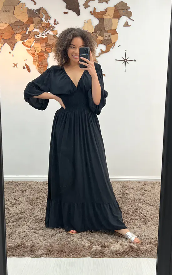 Best Sale π Pinstripe Plain Ruffle Hem Maxi π Dress In Black π 4 Best Sale π Pinstripe Plain Ruffle Hem Maxi π Dress In Black π - Image 2