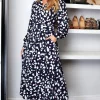 Cheap 🧨 Jolie Moi Nancy Long Sleeve Maxi 👗 Dress, Navy White Floral 🛒