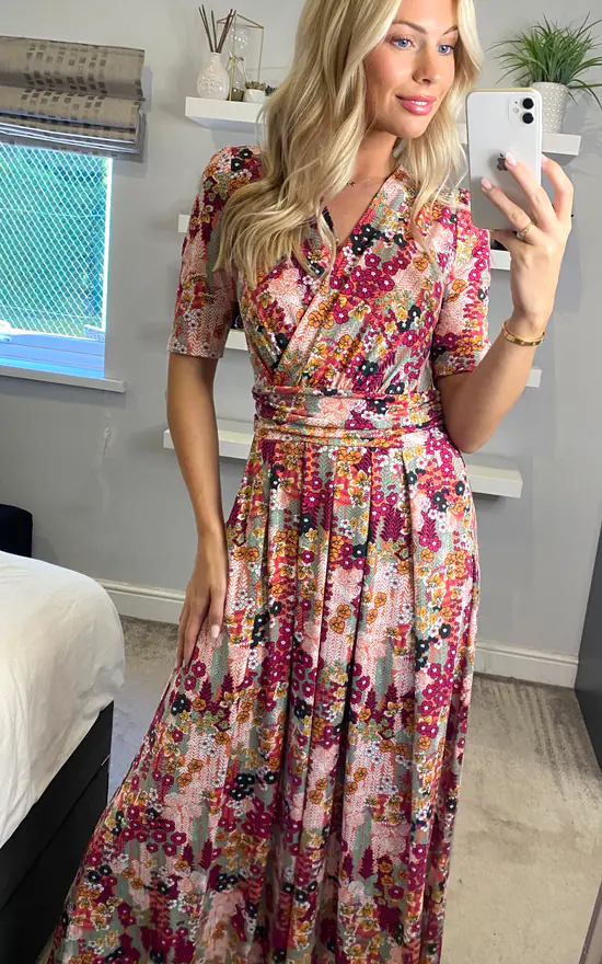 Best Sale π Jolie Moi Akayla Printed Jersey Maxi π Dress, Orange Multi β 5 Best Sale π Jolie Moi Akayla Printed Jersey Maxi π Dress, Orange Multi β - Image 3