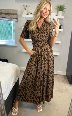 Best deal 👍 Jolie Moi Akayla Printed Jersey Maxi 👗 Dress, Brown Animal 🛒