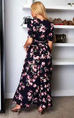Flash Sale 🧨 Jolie Moi Kiera Wrap Front Maxi 👗 Dress, Navy Floral 🤩 -Alie Street Shop JolieMoi sasha 25.05.2283