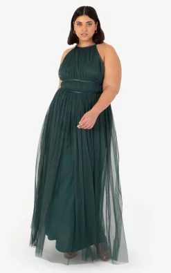 Best deal 👏 Anaya With Love Recycled Curve Emerald Halter Neck Maxi 👗 Dress 🎁