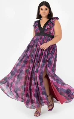 Wholesale 🌟 Anaya With Love Recycled Curve Watercolour Tie Back Maxi 👗 Dress 🤩