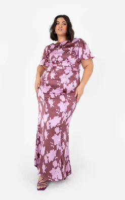 Outlet π― Anaya With Love Curve Recycled Purple Floral Open Back Maxi π Dress π
