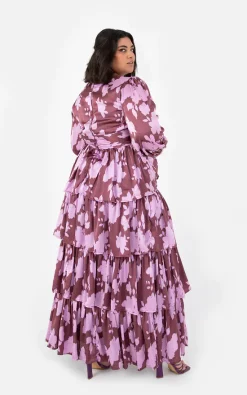 Cheapest ✔️ Anaya With Love Recycled Curve Purple Floral Ruffled Maxi 👗 Dress 🌟 -Alie Street Shop PL4 2333 2