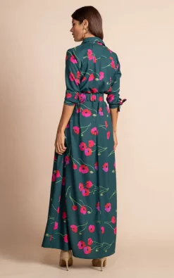 Outlet 🔥 Dancing Leopard Dove 👗 Dress In Poppies On Dark Green 😍 -Alie Street Shop SARAH DoveDressinPoppiesonDarkGreencopy3