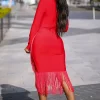 Best deal 🥰 SETSOFRAN London Red Fringe Bandage 👗 Dress ✨ -Alie Street Shop SETSOFRAN Red Fringe Bandage Dress 03 1024x1536