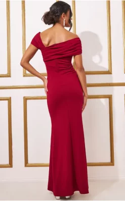 Brand new 🤩 Goddiva One Shoulder Evening Maxi 👗 Dress In Wine 🔔 -Alie Street Shop SH323D9K 13680