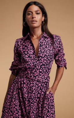 Flash Sale 🛒 Dancing Leopard Dove 👗 Dress In Pink On Black Leopard ❤️ -Alie Street Shop Sarah DOVE DRESS IN PINK ON BLACK LEOPARD 4