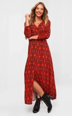 Best deal 🧨 Joe Browns Layla Button Through Red Maxi 👗 Dress 👏