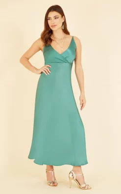 Budget π― Yumi Satin Strappy Wrap π Dress In Green π 9 Budget π― Yumi Satin Strappy Wrap π Dress In Green π -Alie Street Shop YM3820 Green 06 3