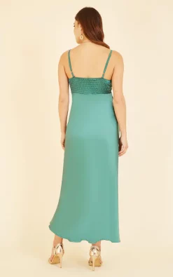 Budget π― Yumi Satin Strappy Wrap π Dress In Green π 8 Budget π― Yumi Satin Strappy Wrap π Dress In Green π -Alie Street Shop YM3820 Green 07