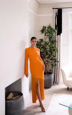 Brand new 🎉 Pretty Lavish Francoise Fringed Maxi 👗 Dress Orange 🎉 -Alie Street Shop forptint 23