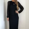 Budget ❤️ Faux Hellier Black Pleated Long Sleeve 👗 Dress 🎁 -Alie Street Shop image00004