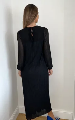Budget ❤️ Faux Hellier Black Pleated Long Sleeve 👗 Dress 🎁 -Alie Street Shop image00016
