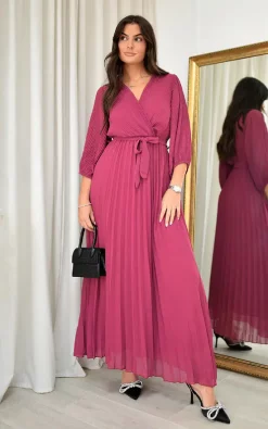 Discount 💯 IKRUSH Rebeca Pleated Wrap Front Maxi Dres In Mauve 🥰 -Alie Street Shop image download 28