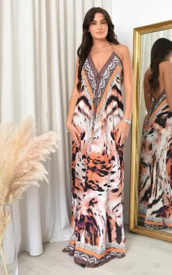 Hot Sale ❤️ IKRUSH Hollie Printed Maxi 👗 Dress In Orange ✔️