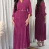 Best deal 👍 IKRUSH Fatima Pleated Maxi 👗 Dress With Belt Detail In Magenta 🌟