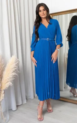 Cheap ❤️ IKRUSH Fatima Pleated Maxi 👗 Dress With Belt Detail In Royal 🔥 -Alie Street Shop image download 36