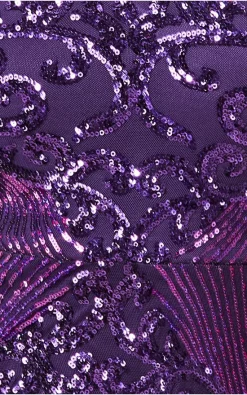 Cheapest ❤️ Goddiva Contrast Sequin Long Sleeve Maxi 👗 Dress In Purple ⭐ -Alie Street Shop pKnKRhwc 13078