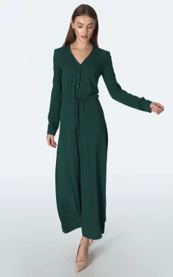Outlet π Nife Maxi π Dress In Bottle Green With A V Neck And Long Sleeve π 7 Outlet π Nife Maxi π Dress In Bottle Green With A V Neck And Long Sleeve π -Alie Street Shop s154green2