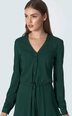 Outlet π Nife Maxi π Dress In Bottle Green With A V Neck And Long Sleeve π 8 Outlet π Nife Maxi π Dress In Bottle Green With A V Neck And Long Sleeve π -Alie Street Shop s154green3