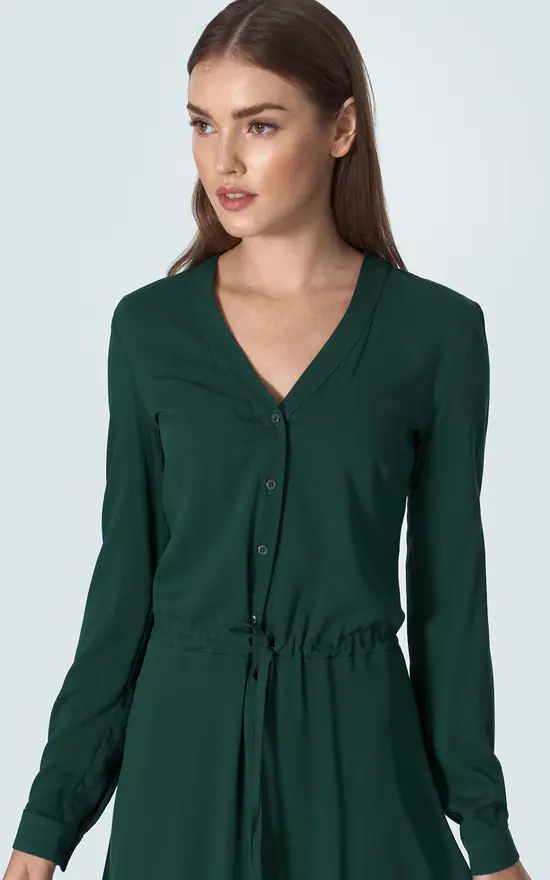 Outlet π Nife Maxi π Dress In Bottle Green With A V Neck And Long Sleeve π 5 Outlet π Nife Maxi π Dress In Bottle Green With A V Neck And Long Sleeve π - Image 3