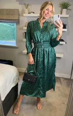 Coupon 🌟 LOVE SUNSHINE Green Leopard Print Shirred Wasit Maxi 👗 Dress 🎁 -Alie Street Shop sasha lovesunshine 13.10.2242