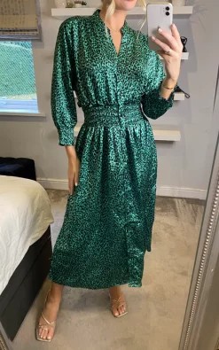 Coupon 🌟 LOVE SUNSHINE Green Leopard Print Shirred Wasit Maxi 👗 Dress 🎁 -Alie Street Shop sasha lovesunshine 13.10.2244