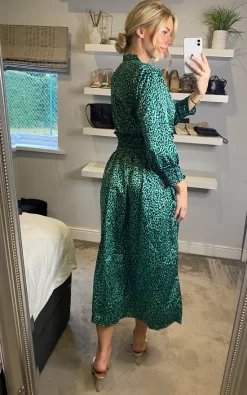 Coupon 🌟 LOVE SUNSHINE Green Leopard Print Shirred Wasit Maxi 👗 Dress 🎁 -Alie Street Shop sasha lovesunshine 13.10.2246