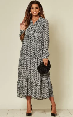 Flash Sale 🛒 LOVE SUNSHINE Grey Snake Print Maxi Smock 👗 Dress 👍