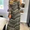 Buy 🧨 CY Boutique Full Length Pleated Maxi 👗 Dress With Long Sleeves In Animal Print 😍 -Alie Street Shop unnamed file 1057