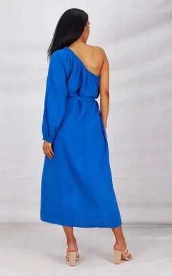 Discount 👏 Boutique Store Blue Cheesecloth One Shoulder Side Pockets Maxi 👗 Dress 🎁 -Alie Street Shop unnamed file 106