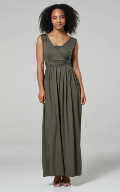 Best Pirce 😍 Happy Mama Maternity Nursing Maxi 👗 Dress With Pockets In Khaki 👏 -Alie Street Shop unnamed file 1072