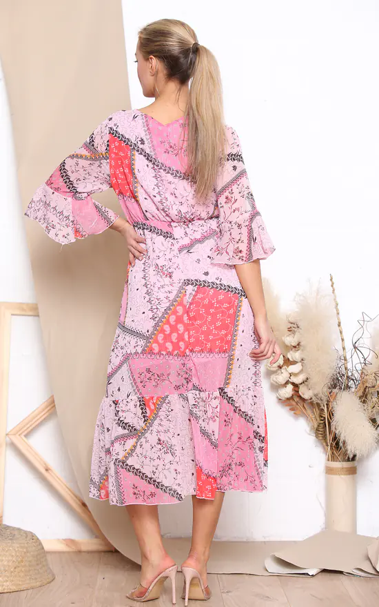 Flash Sale π₯° Lucy Sparks Pink Patterned V Neck Midi π Dress β 5 Flash Sale π₯° Lucy Sparks Pink Patterned V Neck Midi π Dress β - Image 3