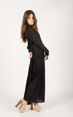Best Pirce 👍 CY Boutique Long Sleeve Pleated Maxi 👗 Dress With Collar In Black 💯 -Alie Street Shop unnamed file 1107