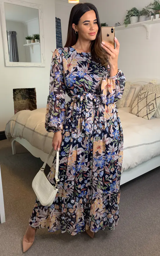Cheapest π₯ CY Boutique Long Sleeve Maxi π Dress With Waist Tie In Blue Floral Print π 4 Cheapest π₯ CY Boutique Long Sleeve Maxi π Dress With Waist Tie In Blue Floral Print π - Image 2