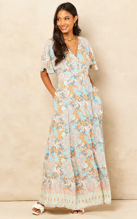 Cheapest π― Blue Vanilla Kayla Button Front Angel Sleeve Maxi π Dress In Blue β 3 Cheapest π― Blue Vanilla Kayla Button Front Angel Sleeve Maxi π Dress In Blue β