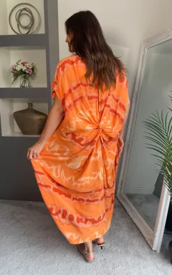 Budget ✔️ Nova Notte Orange Short Sleeve Back Knot Detail Maxi 👗 Dress Juliana ⭐ -Alie Street Shop unnamed file 1146