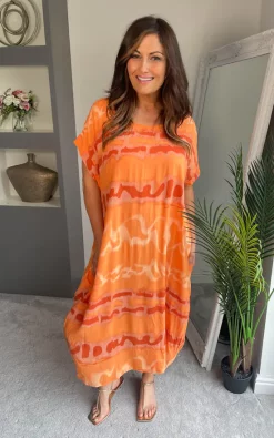 Budget ✔️ Nova Notte Orange Short Sleeve Back Knot Detail Maxi 👗 Dress Juliana ⭐ -Alie Street Shop unnamed file 1147