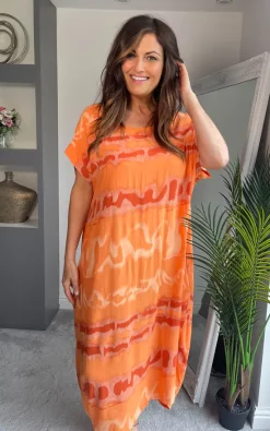 Budget ✔️ Nova Notte Orange Short Sleeve Back Knot Detail Maxi 👗 Dress Juliana ⭐ -Alie Street Shop unnamed file 1148