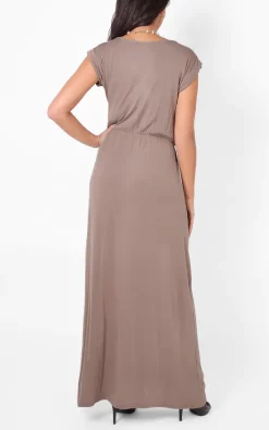 Coupon ⭐ KRISP Turn Up Sleeve Mocha Brown Jersey Maxi 👗 Dress 😉 -Alie Street Shop unnamed file 1151