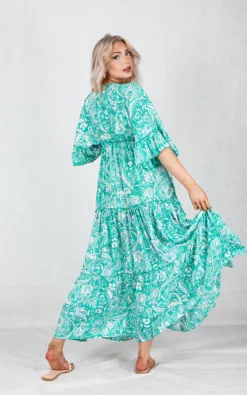 Deals 😉 Boutique Store Green Printed Tiered V Neck Maxi 👗 Dress ⭐ -Alie Street Shop unnamed file 1196