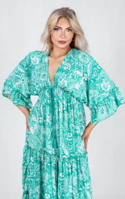 Deals 😉 Boutique Store Green Printed Tiered V Neck Maxi 👗 Dress ⭐ -Alie Street Shop unnamed file 1197